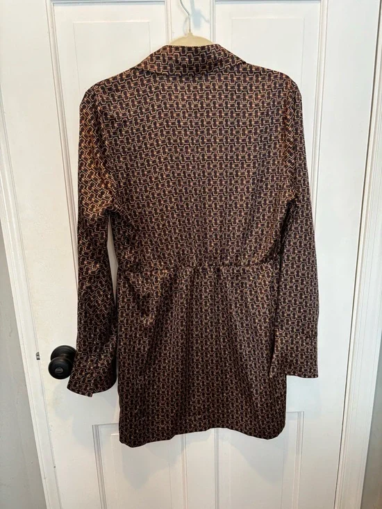 EUC Sanctuary A Day To Shine Multi-Pattern Brown Shirt Dress - Size Small - Picture 7 of 17